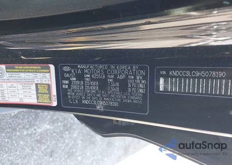 2017 Kia Niro Ex z USA, uszkodzony, nr VIN KNDCC3LC9H5078190